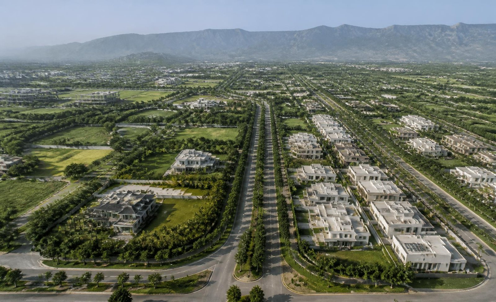 Aerial view of a green planned Islamabad community